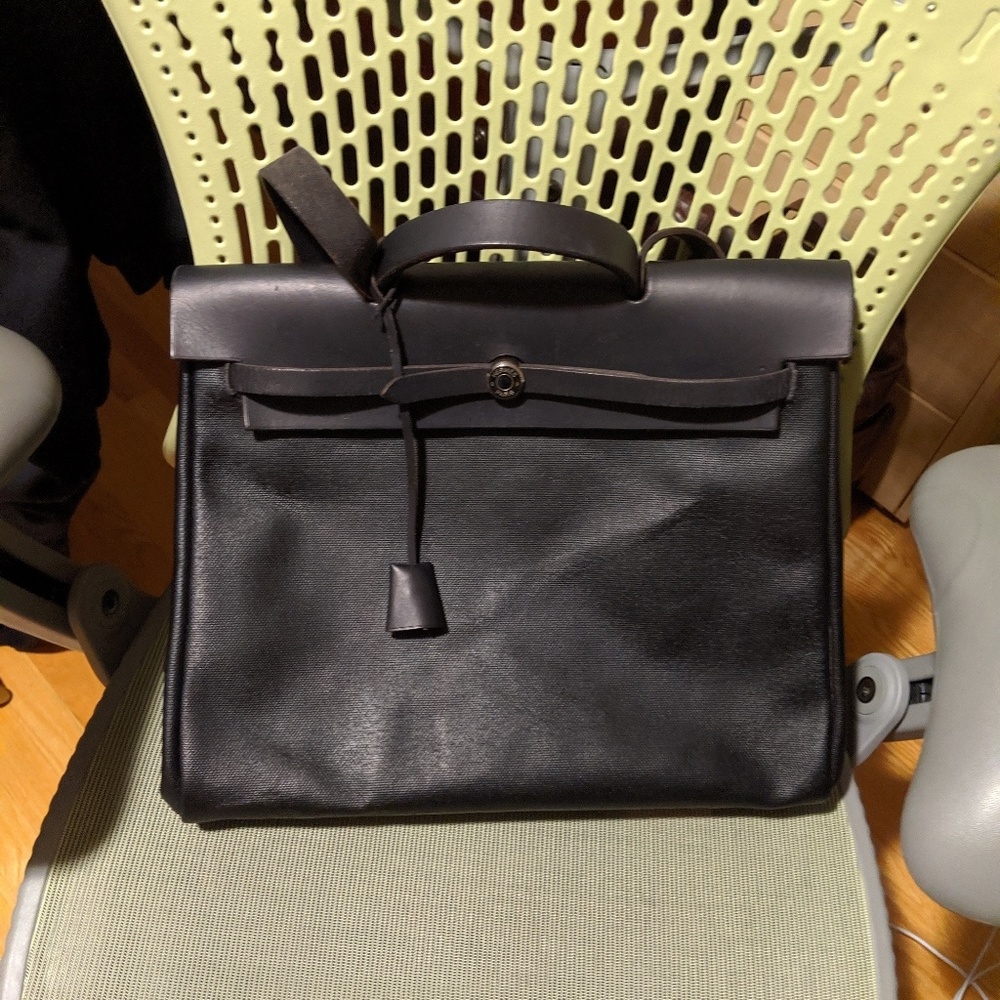Hermès herbag 39 black Canvas and leather